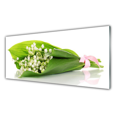 Panou sticla bucatarie Flori Floral Alb Verde