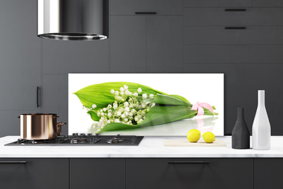 Panou sticla bucatarie Flori Floral Alb Verde