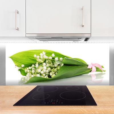 Panou sticla bucatarie Flori Floral Alb Verde