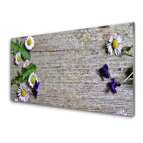 Panou sticla bucatarie Daisy Floral Roz Alb Galben