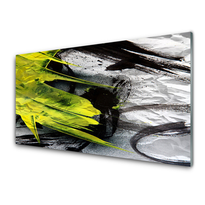 Panou sticla bucatarie Abstract Art Verde Negru Gri