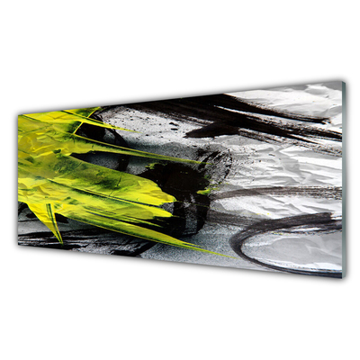 Panou sticla bucatarie Abstract Art Verde Negru Gri
