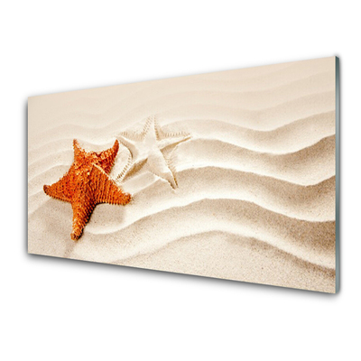 Panou sticla bucatarie Starfish Sand Art Orange Alb Brun