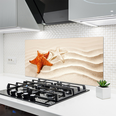 Panou sticla bucatarie Starfish Sand Art Orange Alb Brun