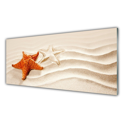 Panou sticla bucatarie Starfish Sand Art Orange Alb Brun