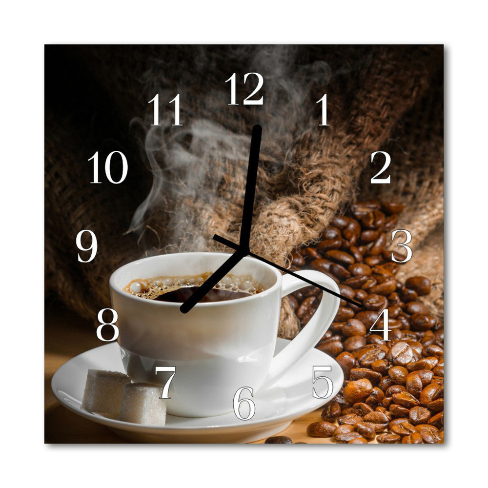 Ceas de perete din sticla pătrat Cafea Bucătărie Brun