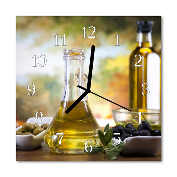 Ceas de perete din sticla pătrat Ulei de măsline Bucătărie Verde