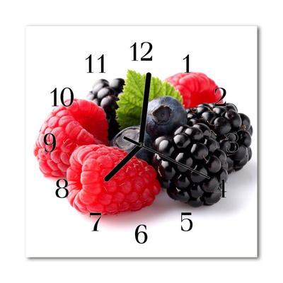 Ceas de perete din sticla pătrat Berry Alimente și băuturi roșu, negru