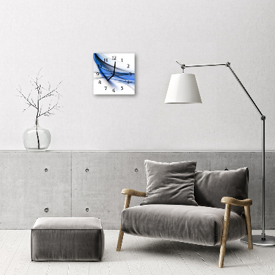 Ceas de perete din sticla pătrat Abstract Lines Art Albastru