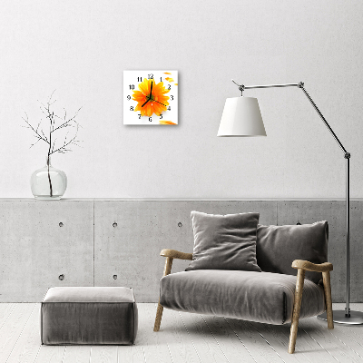 Ceas de perete din sticla pătrat Flori Flori & Plante Orange