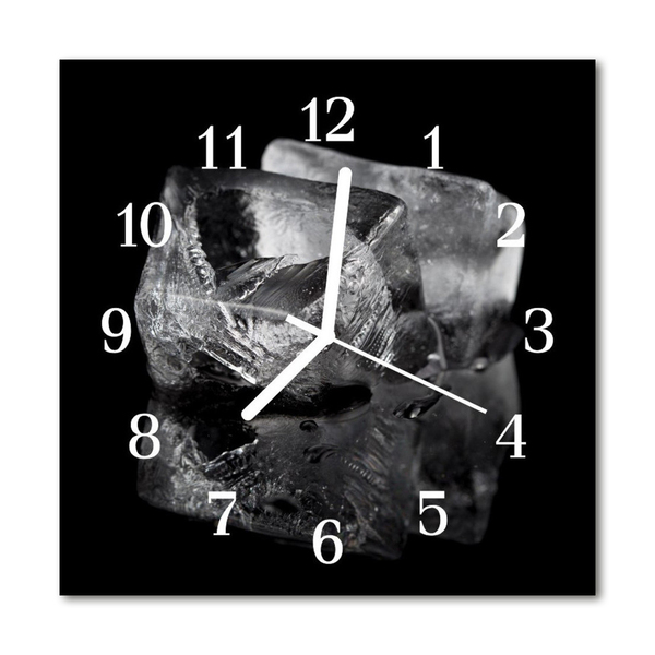 Ceas de perete din sticla pătrat Cuburile de gheață Bucătărie Black & White