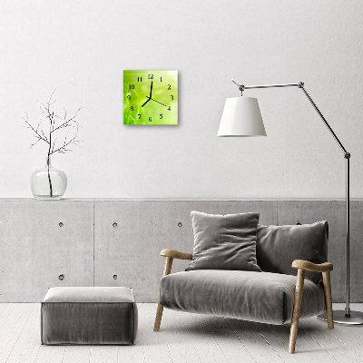 Ceas de perete din sticla pătrat Iarbă Flori și plante verzi