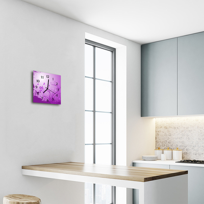 Ceas de perete din sticla pătrat Flori Art Flori & Plante Purple