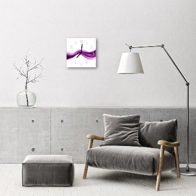 Ceas de perete din sticla pătrat Abstract Lines Art Purple