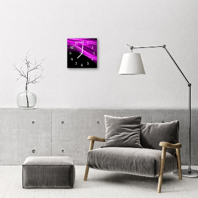 Ceas de perete din sticla pătrat Abstract Art Purple