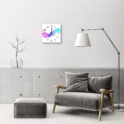 Ceas de perete din sticla pătrat Abstract Linii Art Multi-colorat