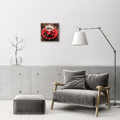 Ceas de perete din sticla pătrat Ibric de cafea Alimente și băuturi Roșu, Maro