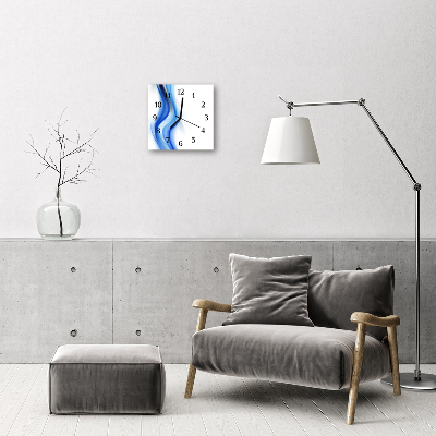 Ceas de perete din sticla pătrat Abstract Smoke Art Albastru