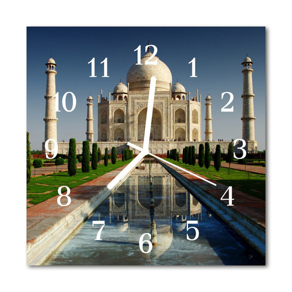 Ceas de perete din sticla pătrat Taj Mahal Arhitectura Multi-colorat