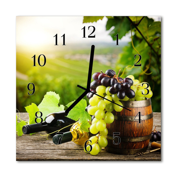 Ceas de perete din sticla pătrat Struguri de vin Alimente și băuturi Multi-colorat