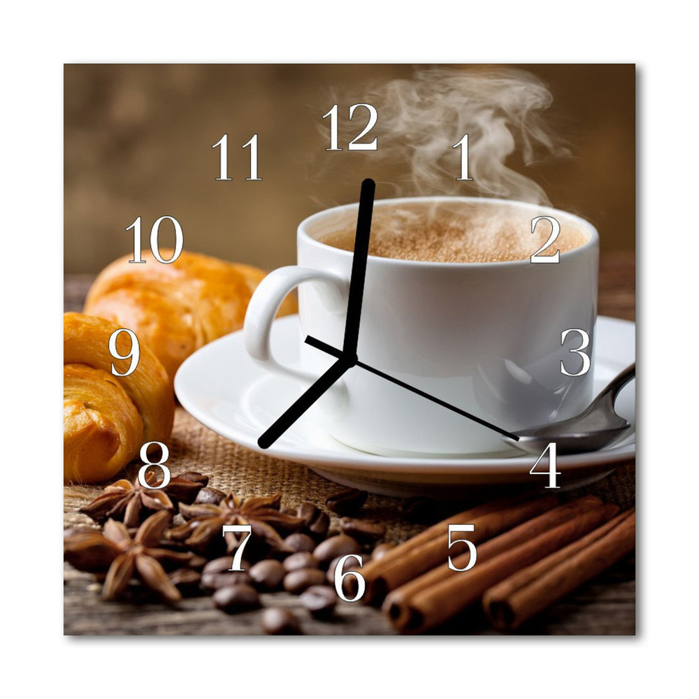 Ceas de perete din sticla pătrat Cinnamon Cinnamon Anason Anason Brown