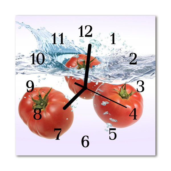 Ceas de perete din sticla pătrat Tomate Alimente și băuturi alb