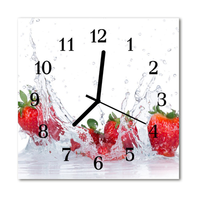 Ceas de perete din sticla pătrat Fructele de căpșun Roșu