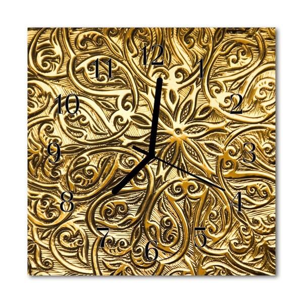 Ceas de perete din sticla pătrat Mozaic Art aur