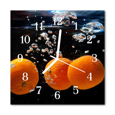 Ceas de perete din sticla pătrat Portocale fructe Orange