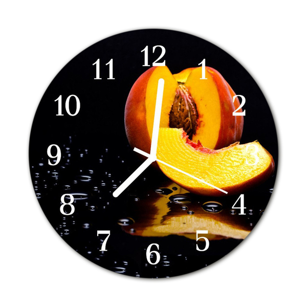 Ceas de perete din sticla rotund Peach Bucătărie Orange