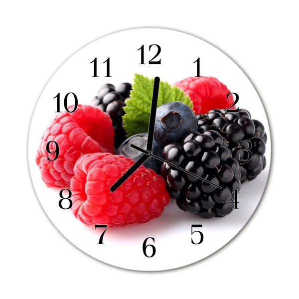 Ceas de perete din sticla rotund Berry Alimente și băuturi roșu, negru