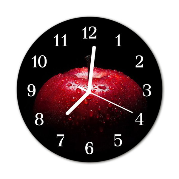 Ceas de perete din sticla rotund Apple a Bucătărie Roșu
