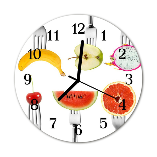 Ceas de perete din sticla rotund Fructe Bucătărie Multi-colorat