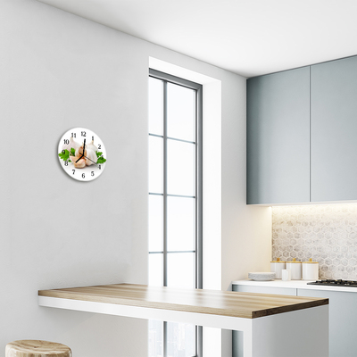 Ceas de perete din sticla rotund Usturoi Bucătărie Multi-colorat