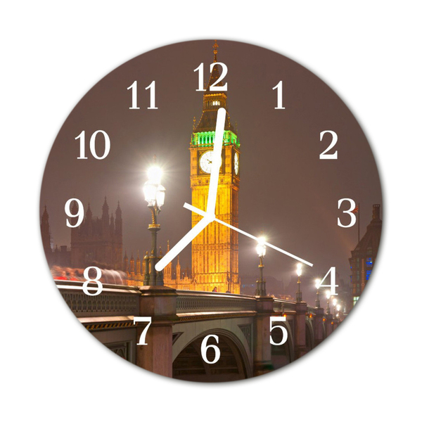 Ceas de perete din sticla rotund Big Ben Oraș multi-colorat