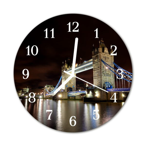 Ceas de perete din sticla rotund Podul London City Multi-colorat
