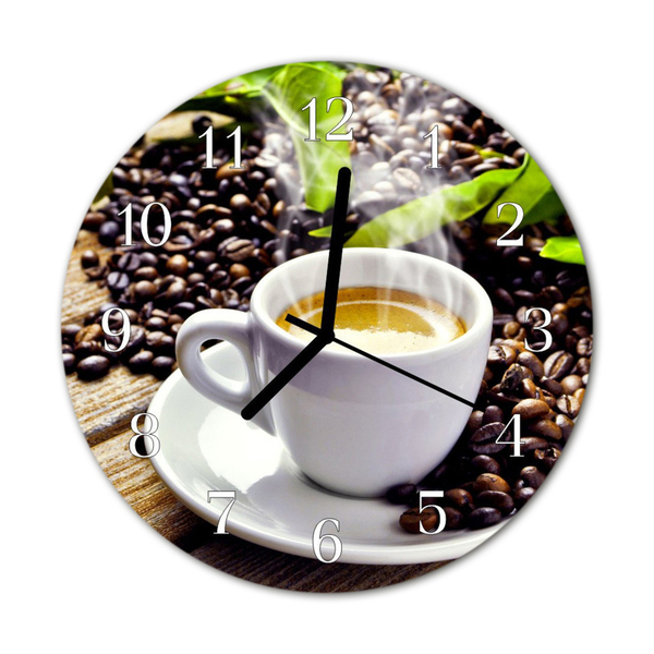 Ceas de perete din sticla rotund Ibric de cafea Bucătărie Multi-colorat