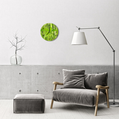 Ceas de perete din sticla rotund Bamboo Plante Flori și plante verzi