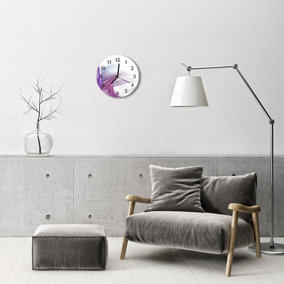 Ceas de perete din sticla rotund Abstract Abstract Art Purple