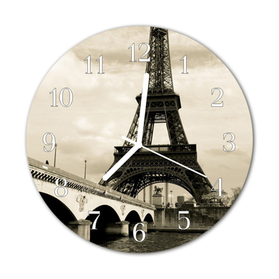 Ceas de perete din sticla rotund Paris Towns Gray