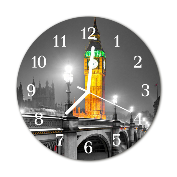 Ceas de perete din sticla rotund Big Ben Big Ben Gray