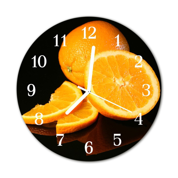 Ceas de perete din sticla rotund Portocale fructe Orange