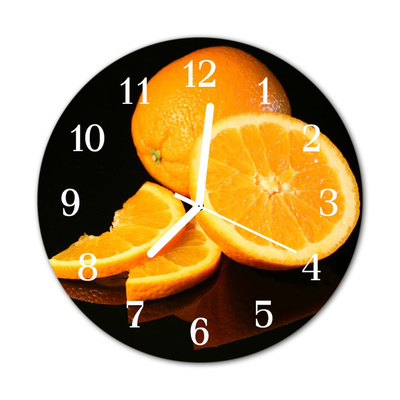 Ceas de perete din sticla rotund Portocale fructe Orange