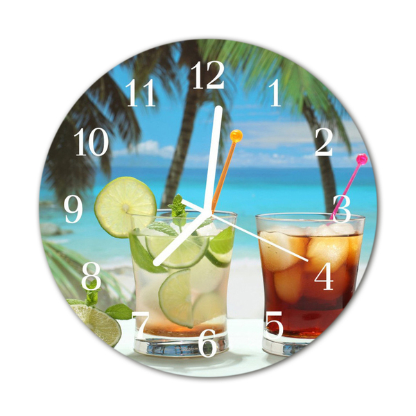 Ceas de perete din sticla rotund Cocktail Alimente și băuturi Multi-colorat