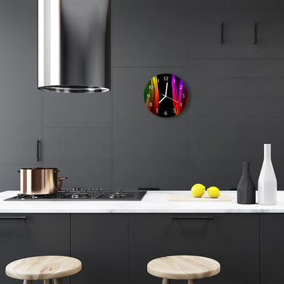 Ceas de perete din sticla rotund Abstract Abstract Art Multi-colorat