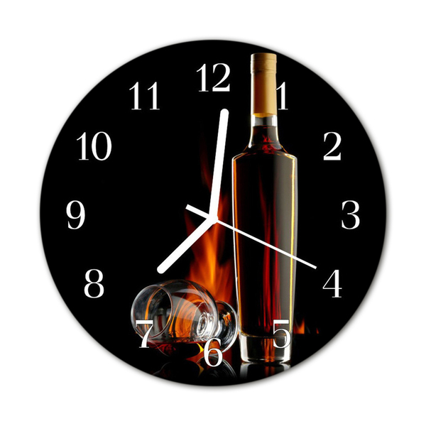 Ceas de perete din sticla rotund Alcool Alcool negru