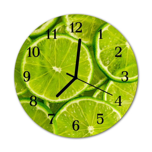 Ceas de perete din sticla rotund Lime Green Fruit