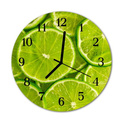 Ceas de perete din sticla rotund Lime Green Fruit