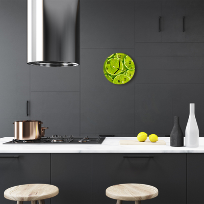 Ceas de perete din sticla rotund Lime Green Fruit