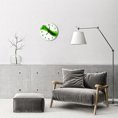 Ceas de perete din sticla rotund Rezumat Abstract Art Green